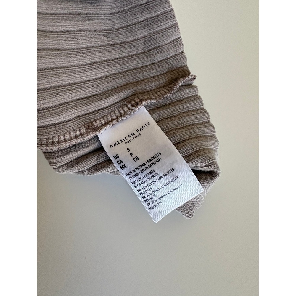 American Eagle Cropped Tank Top Small Brown Ribbed Notch Neck Minimalist Basic - Picture 10 of 14